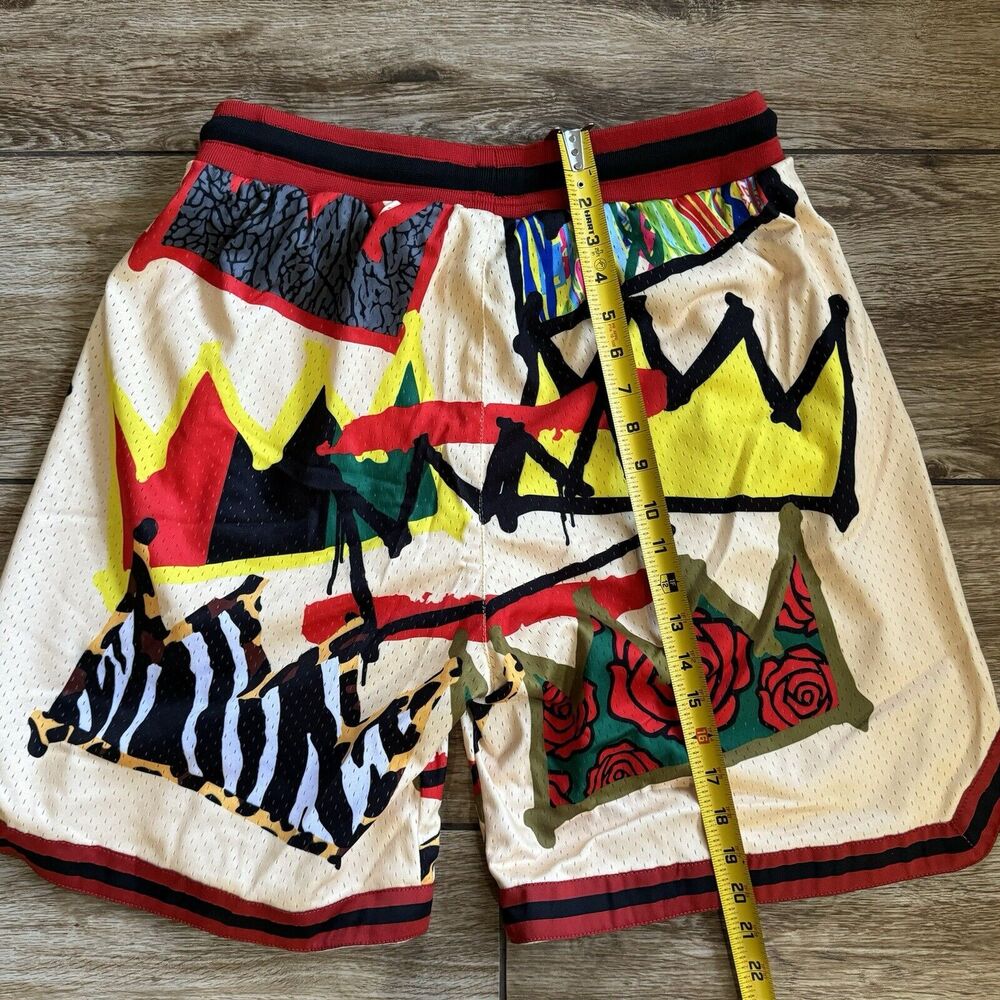 Crown Print Athletic Ball Shorts Men's Multicolor Large Historian Threads - Picture 6 of 9